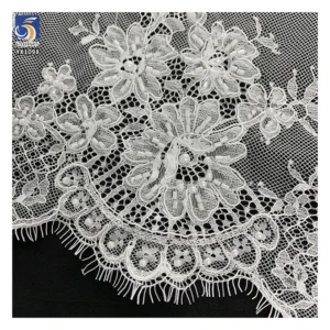 YX1098 High Quality Bridal African White Pearl 3D Lace Fabrics Eyelash Lace High-End Heavy Beads Luxurious Wedding Fabrics...