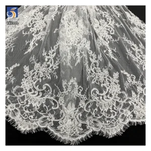 YX1099 Popular High Quality 3D Pearls Heavy Beaded Nigerian Lace Fabric 2026 Eyelash Lace Fabrics for White Nigerian Wedding...