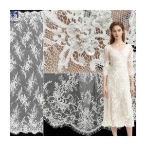 YX1099 Popular High Quality 3D Pearls Heavy Beaded Nigerian Lace Fabric 2026 Eyelash Lace Fabrics for White Nigerian Wedding...
