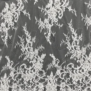 YX1099 Popular High Quality 3D Pearls Heavy Beaded Nigerian Lace Fabric 2026 Eyelash Lace Fabrics for White Nigerian Wedding...