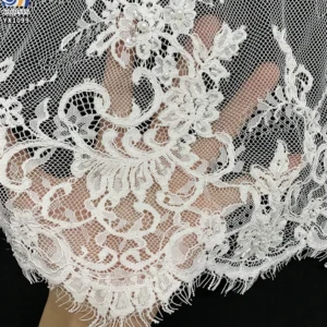 YX1099 Popular High Quality 3D Pearls Heavy Beaded Nigerian Lace Fabric 2026 Eyelash Lace Fabrics for White Nigerian Wedding...