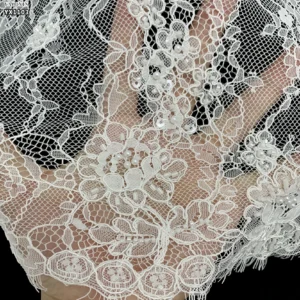 YX1103 Hot Selling American Italian Lace Fabric 2026 Online Sales Heavy Wedding Eyelash Lace Fabric With 3D Pearls Beads...