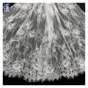 YX1103 Hot Selling American Italian Lace Fabric 2026 Online Sales Heavy Wedding Eyelash Lace Fabric With 3D Pearls Beads...