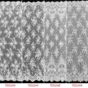 YX1105 African Elegant Wedding Lace Fabric Textile White Flower Embroidery Bead Tube Pearl 3D Eyelashes Lace Fabric...