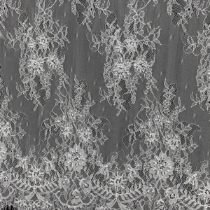 YX1106 Luxurious Saudi Dubai Lace Fabric 15 Yards 3D Floral Pearls Embroidered Wedding Eyelash Mesh Net Lace Fabric White...