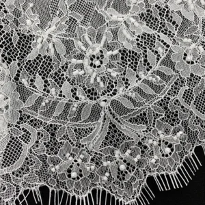 YX1106 Luxurious Saudi Dubai Lace Fabric 15 Yards 3D Floral Pearls Embroidered Wedding Eyelash Mesh Net Lace Fabric White...