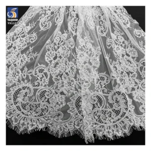 YX1107 Manufacturer Nigerian Eyelash Garment Lace Fabric Embroidered Florals Pearls Tulle Eyelash Lace Fabric for Clothing...
