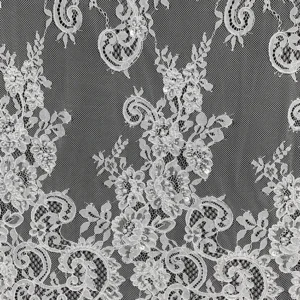 YX1107 Manufacturer Nigerian Eyelash Garment Lace Fabric Embroidered Florals Pearls Tulle Eyelash Lace Fabric for Clothing...
