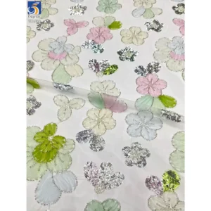YX1122 Expensive English Embroidery Fabrics Mesh Large Flowers Garments Dress Ladies Tulle Fabric With 3D Flowers Sequins...