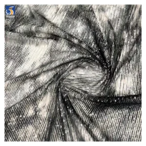 YX1127 Tie-Dye Style Pattern Design Straight Stripe 3mm Sequined Tulle Fabric Elastic Base Sequins Fabric for Apparel...