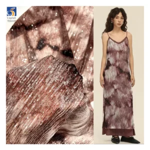 YX1127 Tie-Dye Style Pattern Design Straight Stripe 3mm Sequined Tulle Fabric Elastic Base Sequins Fabric for Apparel...