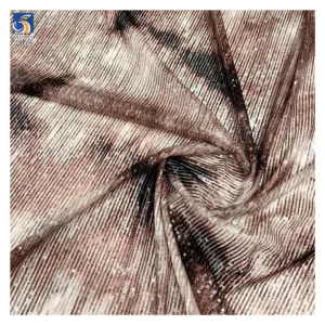 YX1127 Tie-Dye Style Pattern Design Straight Stripe 3mm Sequined Tulle Fabric Elastic Base Sequins Fabric for Apparel...