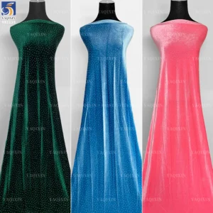 YX1135 New 240g Poly/Spandex Stretch Embroidered Velvet Fabric 3D Diamond Stones Beaded French Velvet Fabric for Dress...