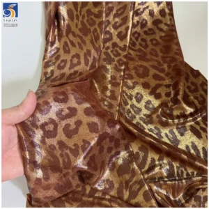 YX1136 High Quality 180gsm Spandex Tricot Stretch Knit Breathable Leopard Print Fabric for Women's Garments Dress 2 Yards...