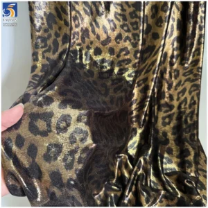 YX1136 High Quality 180gsm Spandex Tricot Stretch Knit Breathable Leopard Print Fabric for Women's Garments Dress 2 Yards...