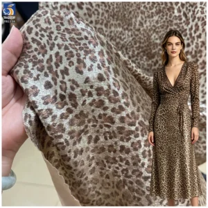 YX1138 120gsm Polyester Hot Stamping Chiffon Leopard Print Fabrics Women's Garments Pattern Small Leopard Print Fabric...