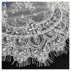 YX1143 300*150CM High Quality Embroidered Silver Pearl Sequins Plywood Eyelash French Lace Fabric for Bride's 15 Yards...