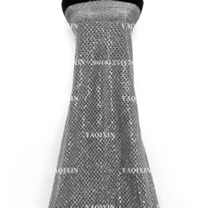 YX1144 Wholesale Polyester Mesh Embroidery Checkered 3mm Thick Sequin Fabric for Dress Wedding Cheap Price Sequin Fabric...