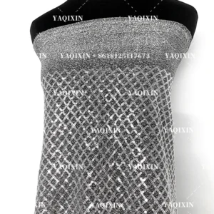 YX1144 Wholesale Polyester Mesh Embroidery Checkered 3mm Thick Sequin Fabric for Dress Wedding Cheap Price Sequin Fabric...