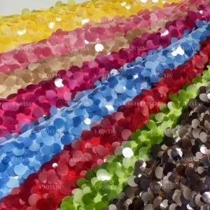 YX1146 Foreign Trade Hot 2026 Fashion Khaki Yellow Sequin Fabric 10mm and 12mm Mixed Embroidery Solids Sequin Fabric for...