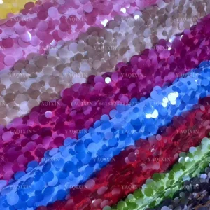 YX1146 Foreign Trade Hot 2026 Fashion Khaki Yellow Sequin Fabric 10mm and 12mm Mixed Embroidery Solids Sequin Fabric for...