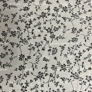 YX1152 New Fashion Style 2026 Floral Pattern Flocked Mesh Fabric Black Florals Four-Way Stretch Mesh Flocked Fabrics...