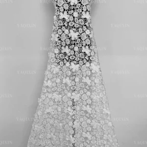 YX1159 100 Polyester 150gsm Water-Soluble Lace Fabrics 3D Embroidered Flowers White Lace Fabric for Apparel-Dress - 100%...