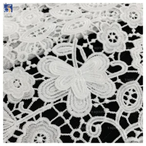 YX1159 100 Polyester 150gsm Water-Soluble Lace Fabrics 3D Embroidered Flowers White Lace Fabric for Apparel-Dress - 100%...