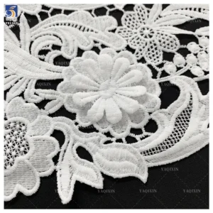 YX1160 High Quality Polyester 3D Embroidery White Water Soluble Lace Fabric Woven 3D Flowers Net Lace Fabric Embroidered...
