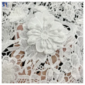 YX1161 2026 Embroidered Lace Fabric Water Soluble 100 Polyester Net 3D Florals Luxury Lace Fabric White for Clothes - 100%...