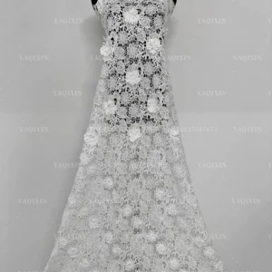 YX1161 2026 Embroidered Lace Fabric Water Soluble 100 Polyester Net 3D Florals Luxury Lace Fabric White for Clothes - 100%...