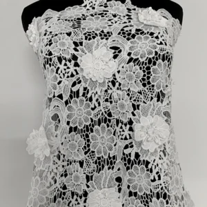 YX1161 2026 Embroidered Lace Fabric Water Soluble 100 Polyester Net 3D Florals Luxury Lace Fabric White for Clothes - 100%...