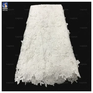 YX1161 2026 Embroidered Lace Fabric Water Soluble 100 Polyester Net 3D Florals Luxury Lace Fabric White for Clothes - 100%...