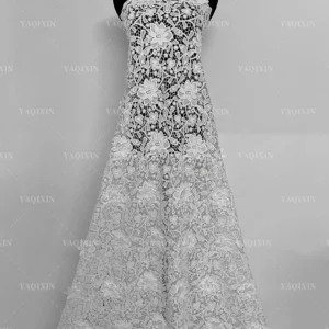 YX1162 Cheap 100 Polyester Chemical Lace Fabric Woven Embroidered Net 3D Water Soluble White Lace Fabric for African Women...