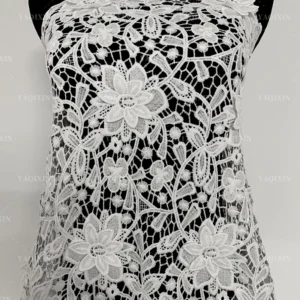 YX1162 Cheap 100 Polyester Chemical Lace Fabric Woven Embroidered Net 3D Water Soluble White Lace Fabric for African Women...