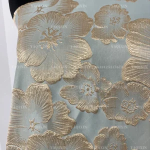 YX1165 High Quality Golden Chinese Brocade Fabrics Flowers Pattern Design Yarn-Dyed Jacquard Brocade Fabric for Garments...