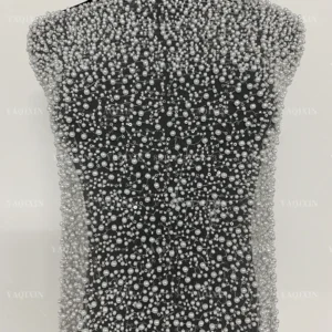 YX1174 1000gsm Heavy Weight Pearls 3D Lace Fabric for Wedding Dresses White 3D Sequined Pearls Net Bride Lace Fabric 5 Yards...