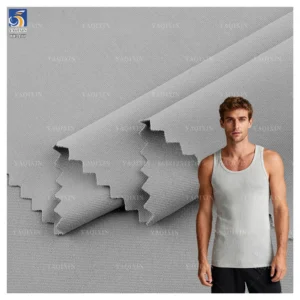 YX1177 250gsm 85 Polyester 15 Spandex Spring Men's Vest Sports T-Shirt Knitted Jacquard Fabric Elastic - Spandex, Polyester...