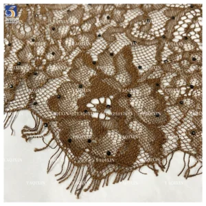 YX1182 Popular in Israel Woven Woman Coffee Brown Mesh Eyelash Lace Fabric With Stone for Fashionable and Sexy Dress - 100%...