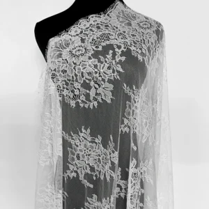 YX1199 New Design Elegant Lightweight White Tulle Lace Fabric 2026 Embroidered Polyester Eyelash Lace Fabric for Apparel...