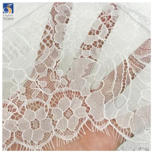 YX1199 New Design Elegant Lightweight White Tulle Lace Fabric 2026 Embroidered Polyester Eyelash Lace Fabric for Apparel...