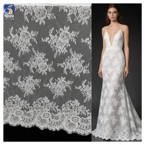 YX1199 New Design Elegant Lightweight White Tulle Lace Fabric 2026 Embroidered Polyester Eyelash Lace Fabric for Apparel...