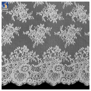 YX1199 New Design Elegant Lightweight White Tulle Lace Fabric 2026 Embroidered Polyester Eyelash Lace Fabric for Apparel...
