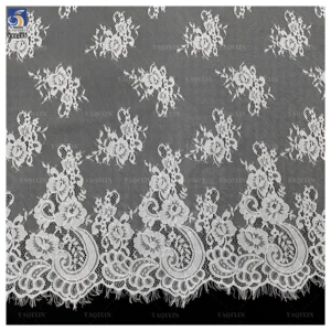 YX1200 Apricot/White English Embroidery White Wavy Lace Fabric Wedding Dress Girl Italy Eyelash Lace Fabric New 2026 - 100%...