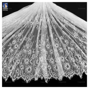 YX1202 Germany and France Europe Style Wedding Mesh Lace Fabric for Bride Embroidery Eyelash Lace Fabric Popular Designs...