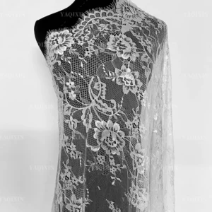 YX1203 Custom Color and Material Bride Chinese Floral Lace Fabric for Wedding Hot Selling Net Eyelash Lace Fabric for Women...