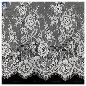 YX1203 Custom Color and Material Bride Chinese Floral Lace Fabric for Wedding Hot Selling Net Eyelash Lace Fabric for Women...