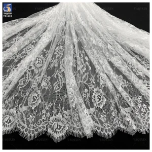 YX1203 Custom Color and Material Bride Chinese Floral Lace Fabric for Wedding Hot Selling Net Eyelash Lace Fabric for Women...
