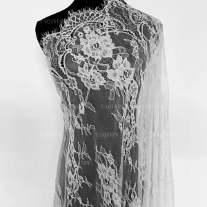YX1204 Large Stock of Eyelash Lace Fabric Wholesale China Factory Fast Shipping Mesh Eyelash Lace Fabric Florals for Wedding...