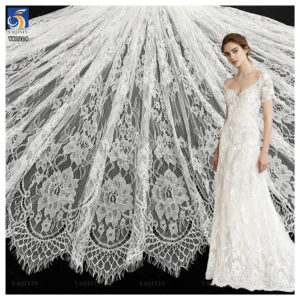 YX1204 Large Stock of Eyelash Lace Fabric Wholesale China Factory Fast Shipping Mesh Eyelash Lace Fabric Florals for Wedding...